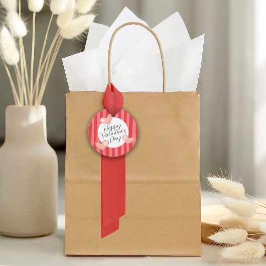 Bold Colorful Stripes and Hearts Valentine's Day Geschenkanhänger