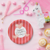 Bold Colorful Stripes and Hearts Valentine's Day Pappteller (Party)