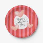Bold Colorful Stripes and Hearts Valentine's Day Pappteller (Vorderseite)