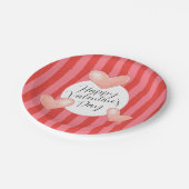 Bold Colorful Stripes and Hearts Valentine's Day Pappteller (Schrägansicht)