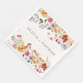 Bold Colorful Watercolor Wildflowers Wedding Serviette (Ecke)