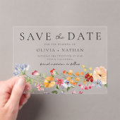 Bold Colorful Wildflowers Wedding Save The Date Acryleinladungen (Insitu (Handheld))