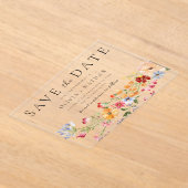 Bold Colorful Wildflowers Wedding Save The Date Acryleinladungen (Ablage )