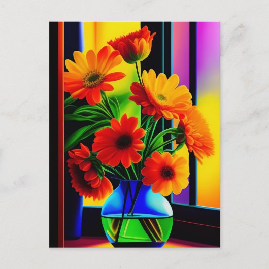 Bold Colors Artistic Floral Bouquet Postkarte (Vorderseite)