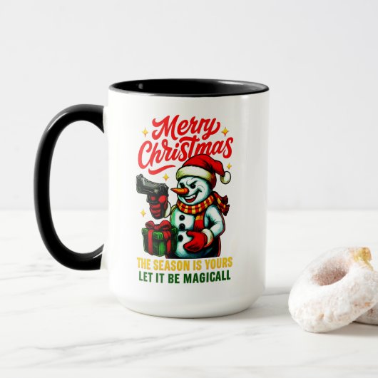 Bold Combo Mug Gangster Snowman unique Christmas Tasse (Mit Donut)
