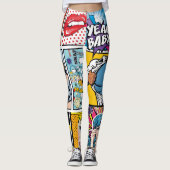 Bold Comic Strip Loud, Fun Pop Art Leggings (Vorderseite)