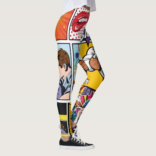 Bold Comic Strip Loud, Fun Pop Art Leggings (Rechts)