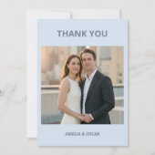 Bold Cool Blue Photo Modern Wedding Custom Dankeskarte (Vorderseite)