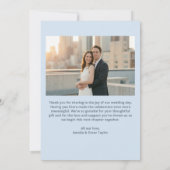 Bold Cool Blue Photo Modern Wedding Custom Dankeskarte (Rückseite)