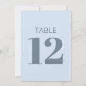 Bold Cool Soft Light Blue Modern Table Number Sign Einladung (Rückseite)