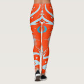 Bold Coquelicot Orange Dragon Slash Muster Leggings (Rückseite)