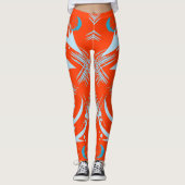 Bold Coquelicot Orange Dragon Slash Muster Leggings (Vorderseite)