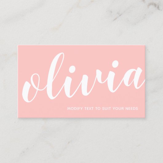 BOld Coral Pink handgeschriebene Skriptkalligrafie Visitenkarte (Vorderseite)