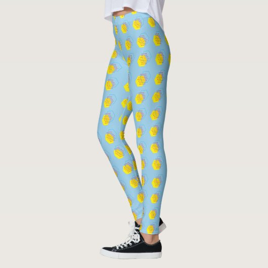Bold Cornflower Blue Honey Harvest Pattern Leggings (Links)