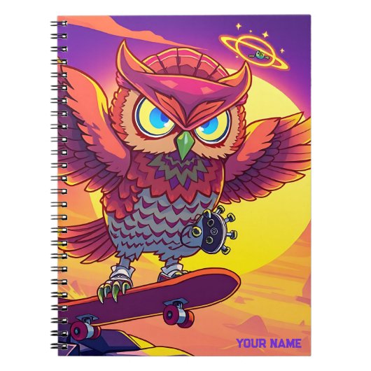 🦉 Bold Cosmic Owl – Unleash Your Main Energy Notizblock (Vorderseite)