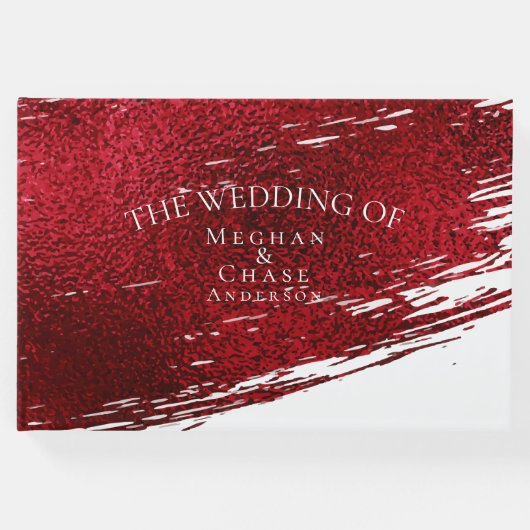 Bold Crimson Brush Stroke Gästebuch (Vorderseite)