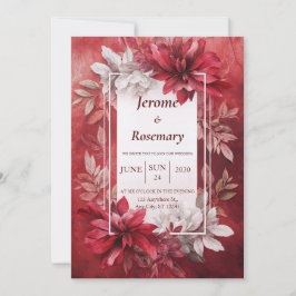 Bold Crimson Elegance Floral Wedding Einladung