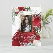 BOLD Crimson Frohe Weihnachts-Foto Rahmen Einladung (Stehend Vorderseite)
