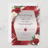 Bold Crimson Paint Stroke Red Peonies Einladung (Vorderseite)