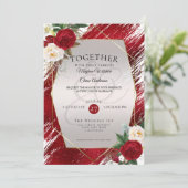 Bold Crimson Paint Stroke Red Peonies Einladung (Stehend Vorderseite)