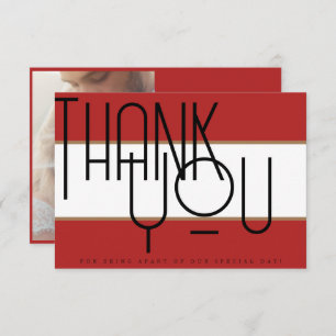 Bold Crimson Red Typografy Foto Wedding Dankeskarte