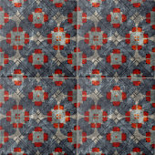 Bold Crimson Red und Blue Abstrakt Mitte Jahrhunde Fliese