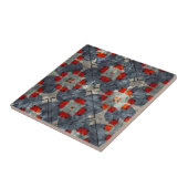 Bold Crimson Red und Blue Abstrakt Mitte Jahrhunde Fliese (Seite)