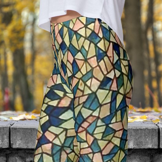 Bold Cubism Style Print Leggings