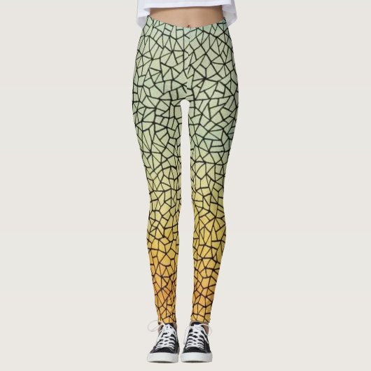 Bold Cubism Style Print Leggings (Vorderseite)