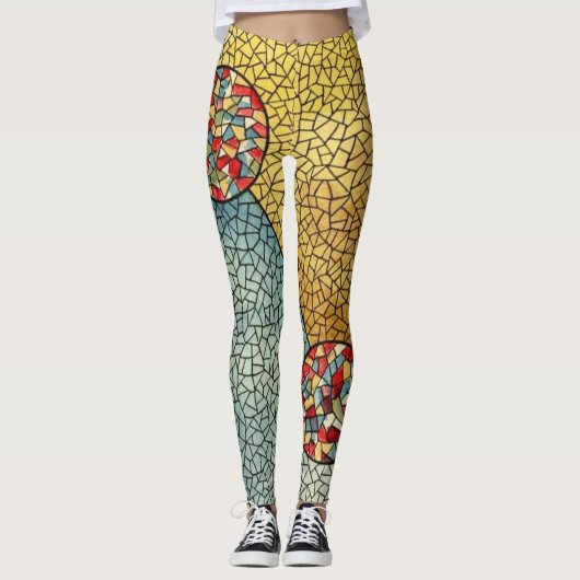 Bold Cubism Style Print Leggings (Vorderseite)