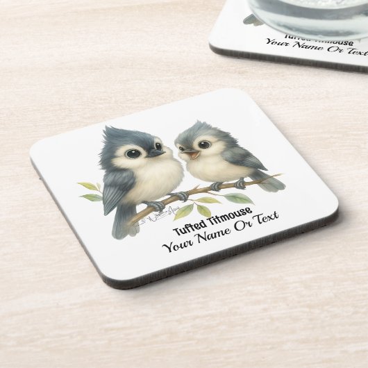 Bold Curious Titmouse Getränkeuntersetzer (Linke Seite)