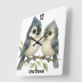 Bold Curious Titmouse Quadratische Wanduhr (Winkel)
