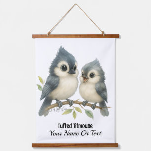 Bold Curious Titmouse Wandteppich Mit Holzrahmen