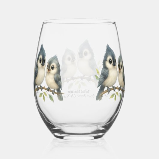 Bold Curious Titmouse Weinglas Ohne Stiel (Rückseite)