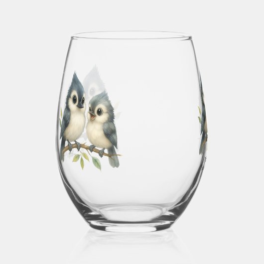 Bold Curious Titmouse Weinglas Ohne Stiel (Rechts)