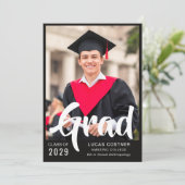 Bold Custom Graduation Announcement & Party Invite Einladung (Stehend Vorderseite)