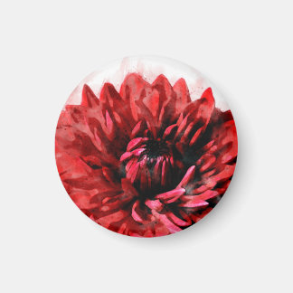 Bold Dahlia Watercolor Crimson Magnet