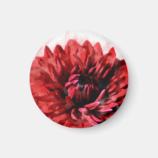 Bold Dahlia Watercolor Crimson Magnet (Vorne)