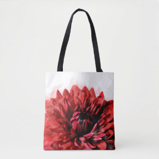 Bold Dahlia Watercolor Crimson Tasche