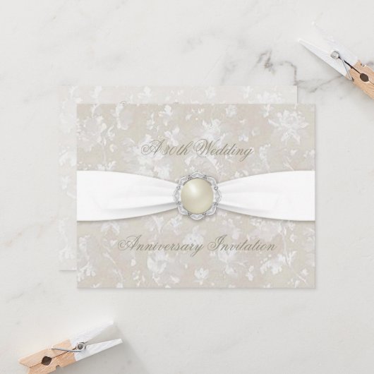 Bold Damask 30. Hochzeitstag Einladung (Vorderseite/Rückseite Beispiel)