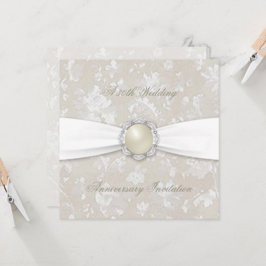 Bold Damask 30. Wedding Anniversary Square Einladu Einladung (Vorderseite/Rückseite Beispiel)