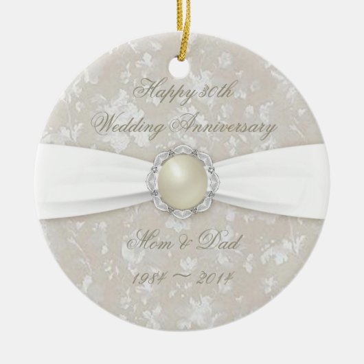 Bold Damask 30th Wedding Anniversary Ornament (Vorne)