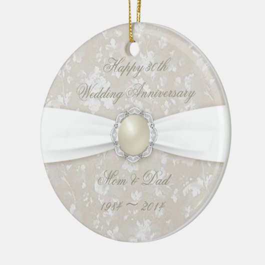 Bold Damask 30th Wedding Anniversary Ornament (Links)