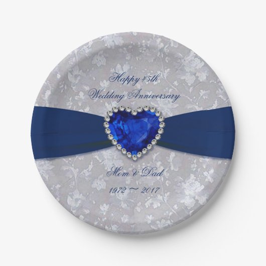 Bold Damask 45. Hochzeitstag Teller (Vorderseite)