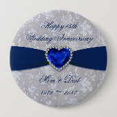 Bold Damask 45. Wedding Anniversary Magnet Button (Vorderseite)
