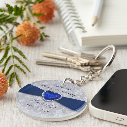 Bold Damask 45th Wedding Anniversary Key Chain Schlüsselanhänger (Vorderseite rechts)