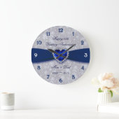 Bold Damask 45th Wedding Anniversary Round Clock Große Wanduhr (Zuhause)