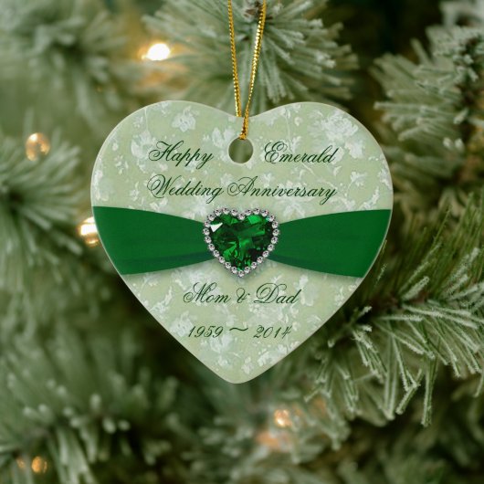Bold Damask 55-jähriges Heart Foto Ornament (Baum)