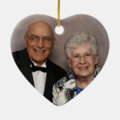 Bold Damask 55-jähriges Heart Foto Ornament (Hinten)