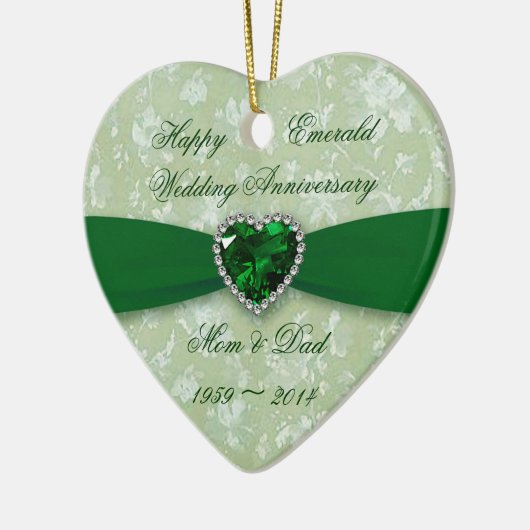 Bold Damask 55-jähriges Heart Foto Ornament (Links)